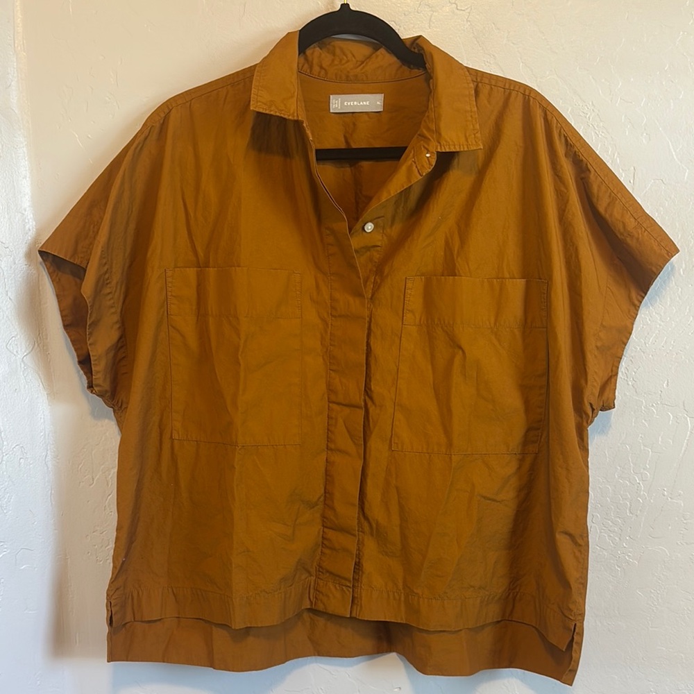 Everlane Woman’s Shirt Top Oversized Brown Button-Up Shirt